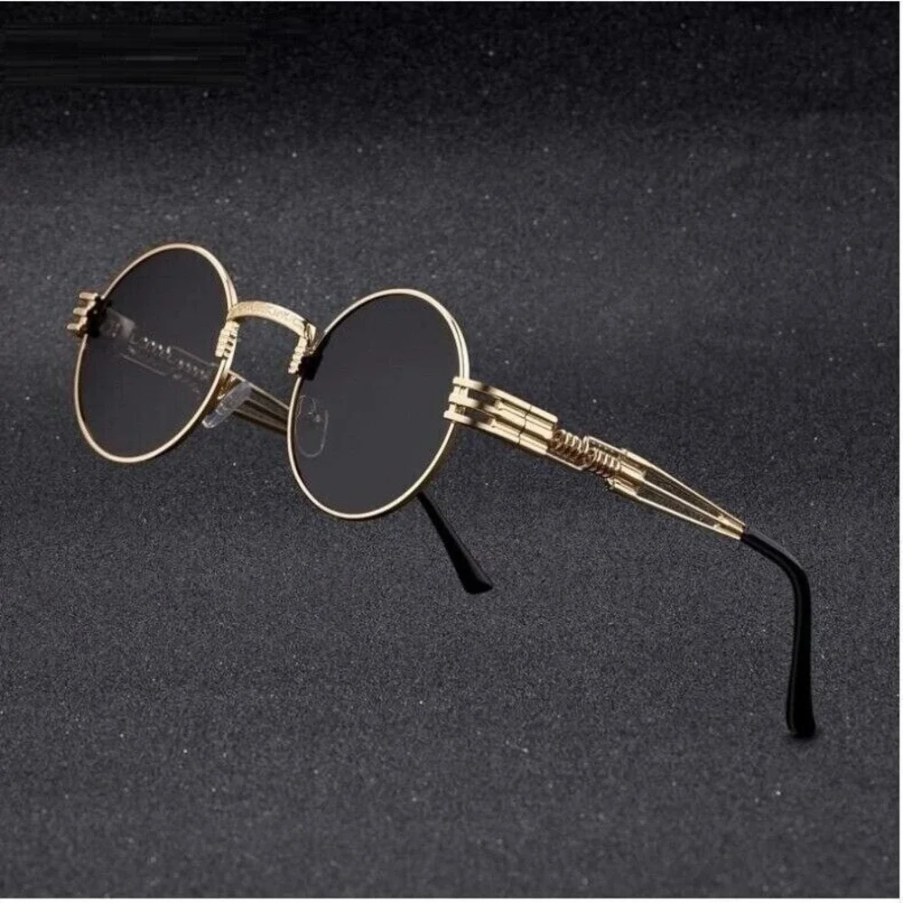 Gothic Steampunk Sunglasses Men Metal Eyeglasses Round Shades Trendy Fashion New